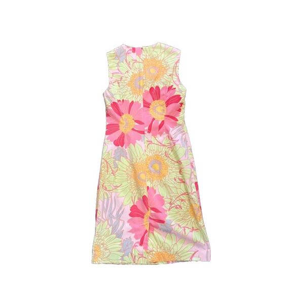 Talbots Cotton Yellow Pink Gray Floral Sleeveless Sheath Dress, Size 2P - Picture 3 of 11